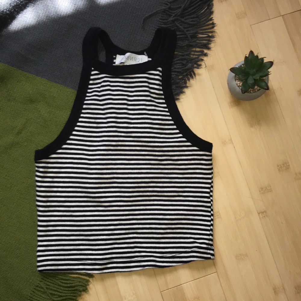 Cute Striped Cropped Halter Top